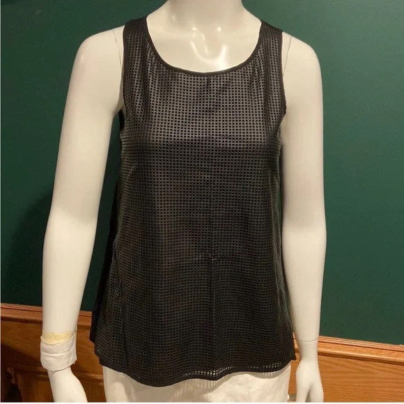 Ann Taylor Factory Faux Leather Mixed-Media Tank Top - Picture 2 of 8